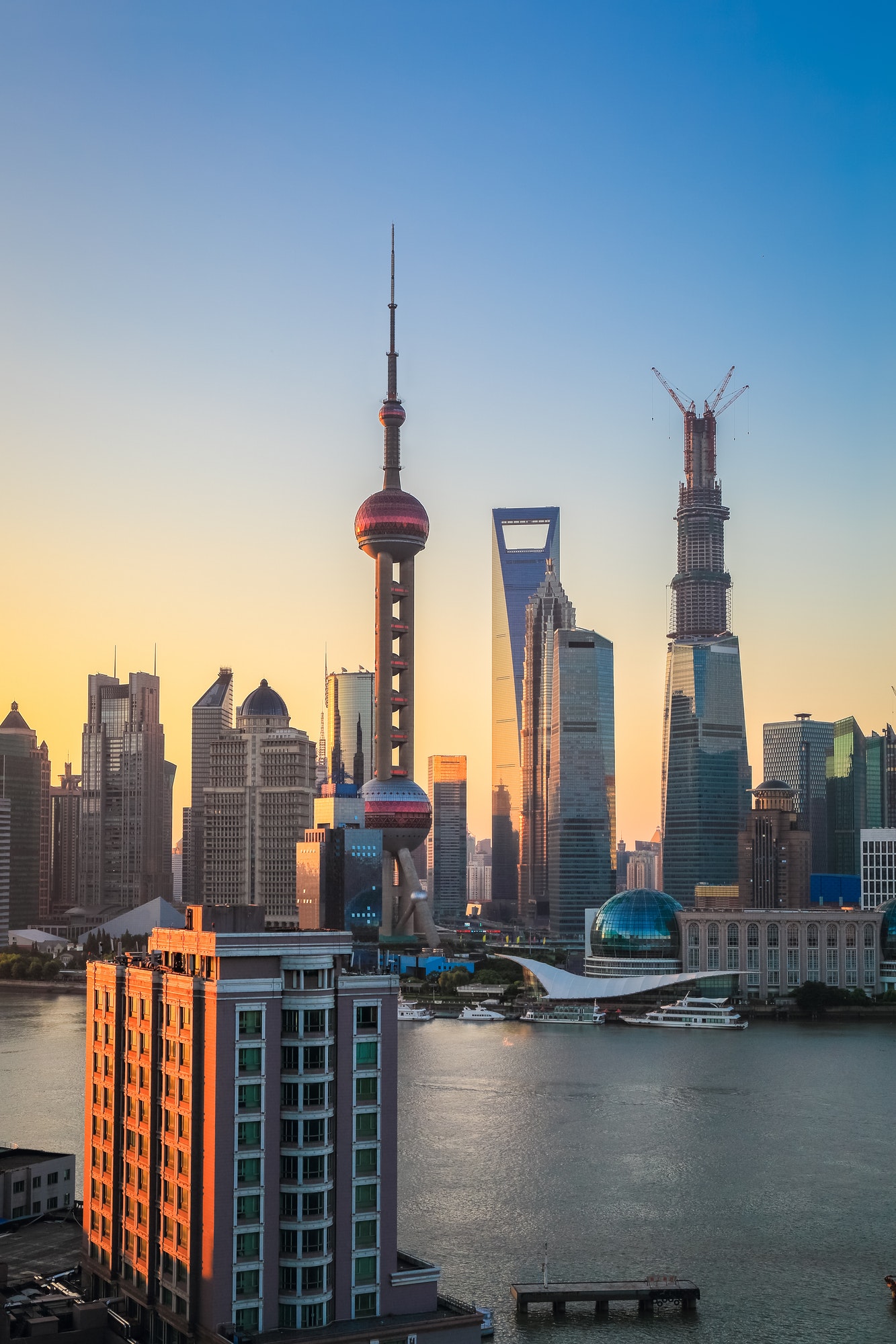 shanghai skyline in sunrise
